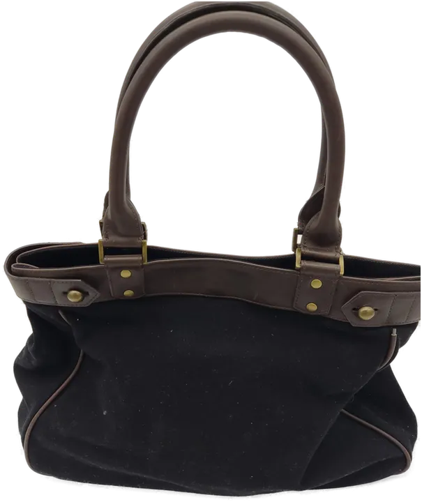 Tasche schwarz/braun mit Griffen und Magnetverschluss, Größe ca. 42 x 32 x 15 cm - Bild 4