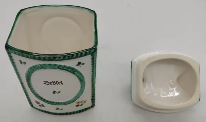 Gmundner Keramik: Vorratsbehälter mit Streublumenmuster, handgemalt - Bild 6