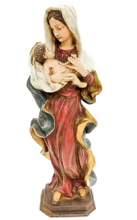 Madonna mit Kind / Marienstatue aus Holz handbemalt Höhe 46cm - Bild 1