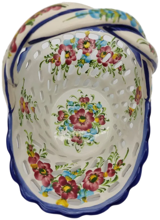 Vintage Obst- Blumenkorb Keramik mit Blumendekor - H/21 cm - Bild 1