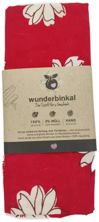 WUNDERBINKAL - Der Stoff fürs Geschenk 100 x 100 cm, Upcycling, rot geblumt - Bild 1