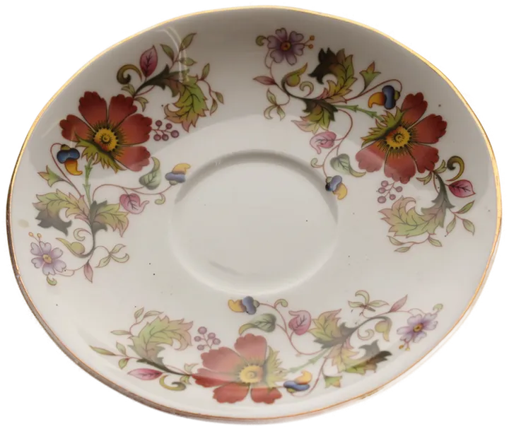 Royal Kent Bone China Tassen & Untertassen – Blumenmotiv mit Goldrand, 6-teilig - Bild 5