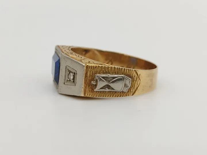 Vintage-Ring aus Gold 18 Karat mit blauem Stein - Bild 4