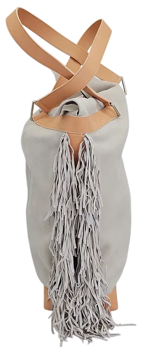 Max V. Koenig Damen Handtasche mit Fransen, grau/creme - groß - Bild 2