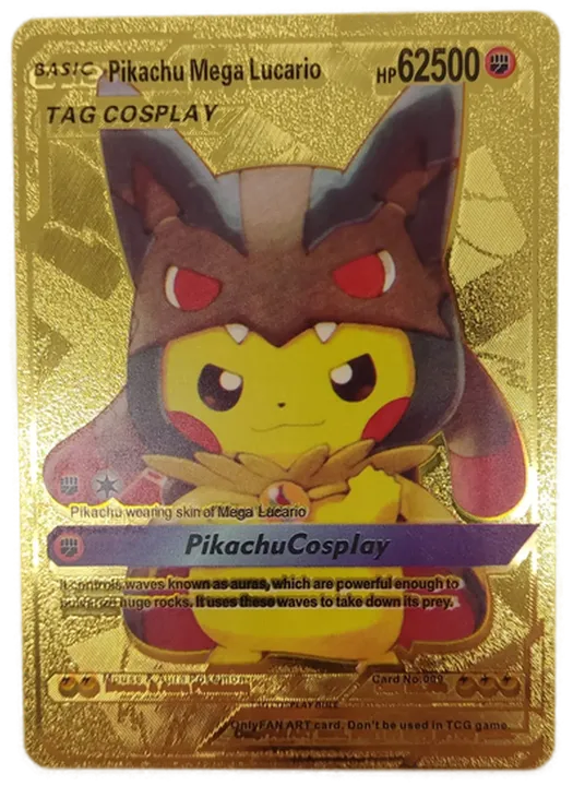 Pokémon Sammelkarte Goldfolie Basic Pikachu Mega Lucario - Bild 1