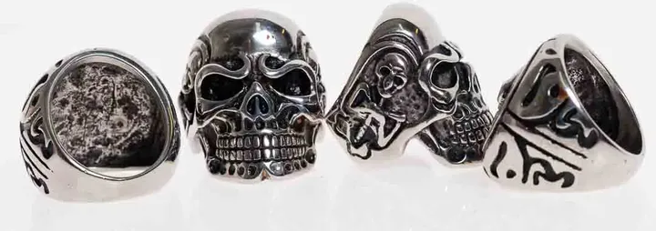 Jewelry We Herrenring  Edelstahl Totenkopf Edelstahlringe, Schwarz Silber Ringgröße 10-11 - Bild 2