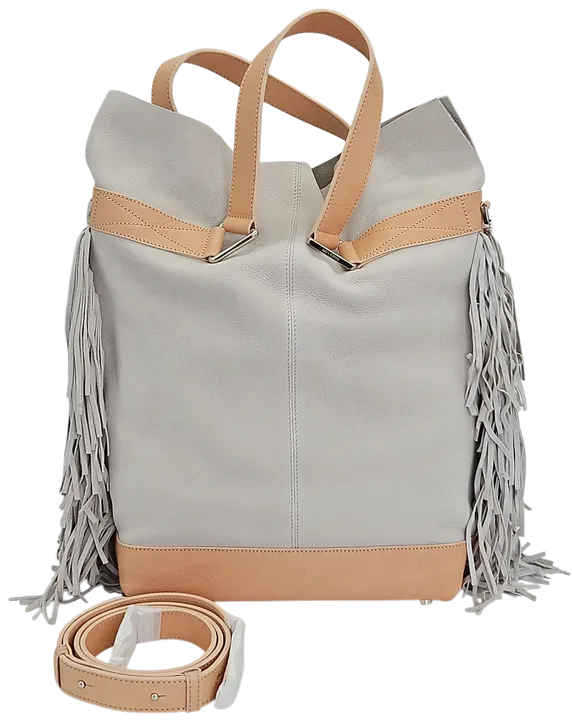 Max V. Koenig Damen Handtasche mit Fransen, grau/creme - mittel - Bild 1