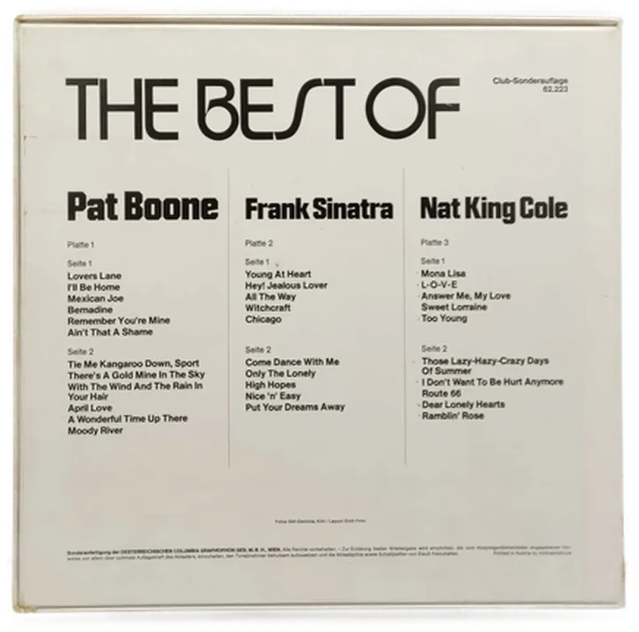 The Best Of: Pat Boone, Frank Sinatra & Nat King Cole – Club-Sonderauflage 62.223 - Bild 2