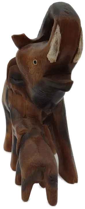 Elefantenmama mit Baby Holz braun Gr. ca. 22 cm - Bild 2