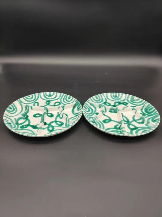 2x Gmundner Keramik Snackteller grüngeflammt (Durchmesser 23cm) - Bild 4