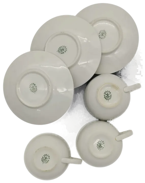 Lilien Porzellan Mokka-Tassen mit Unterteller – 3-teiliges Set, Vintage Weiß - Bild 3