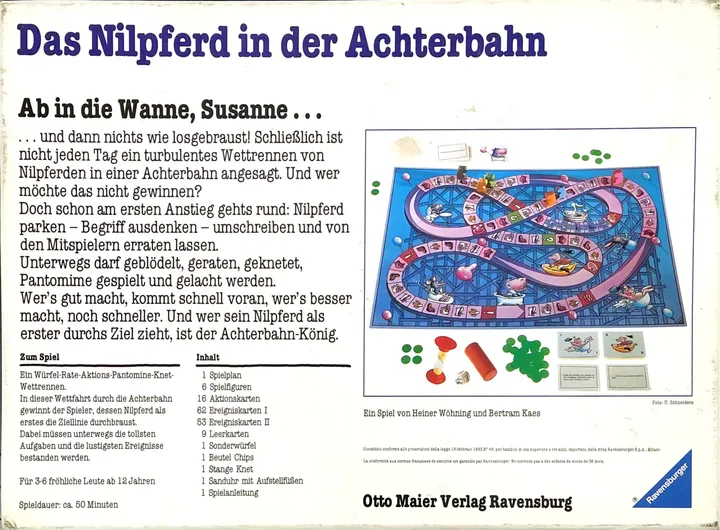 Vintage Spiel 1988 - Das Nilpferd in der Achterbahn - Gesellschaftsspiel- Ravensburger - Bild 3