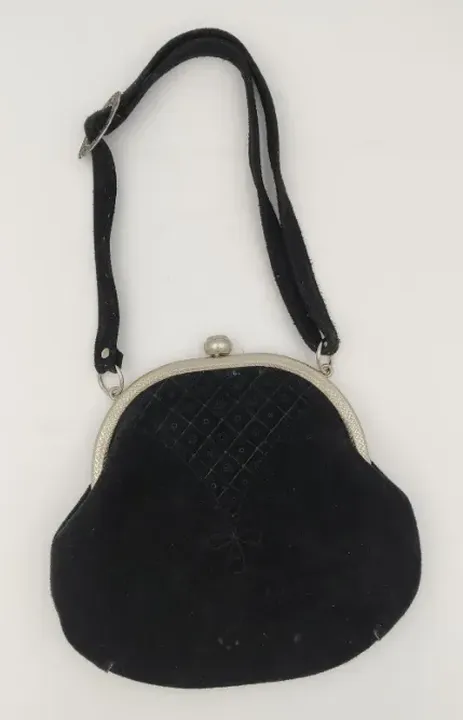 Damen Trachtentasche aus Rauleder schwarz - Bild 1