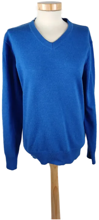 Blauer Herren Pullover mit V-Ausschnitt, Gr. L - Bild 1