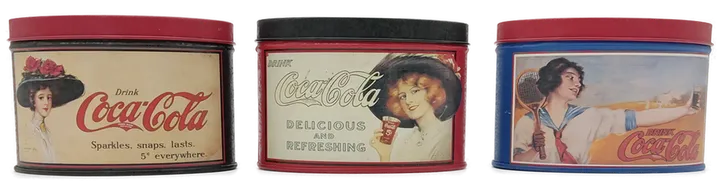 Coca Cola Boxen aus Metall Set 3tlg. oval mehrfärbig  - Bild 3