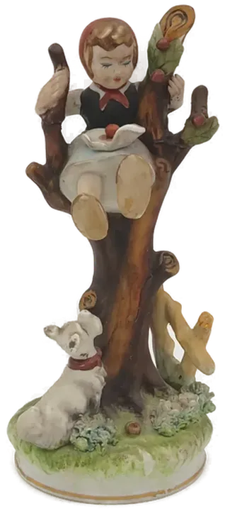 M. J. Hummel Goebel Figur Mädchen auf Apfelbaum mit Hund- 17cm  - Bild 1
