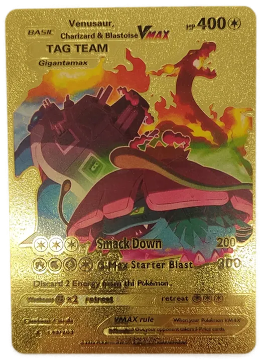 Pokémon Sammelkarte Goldfolie Basic Venusaur, Charizard & Blastoise Vmax - Bild 1