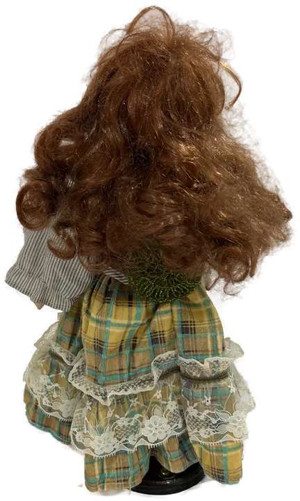 Sammelpuppe mit Puppenständer 40 cm kariertes Kleid - Bild 2