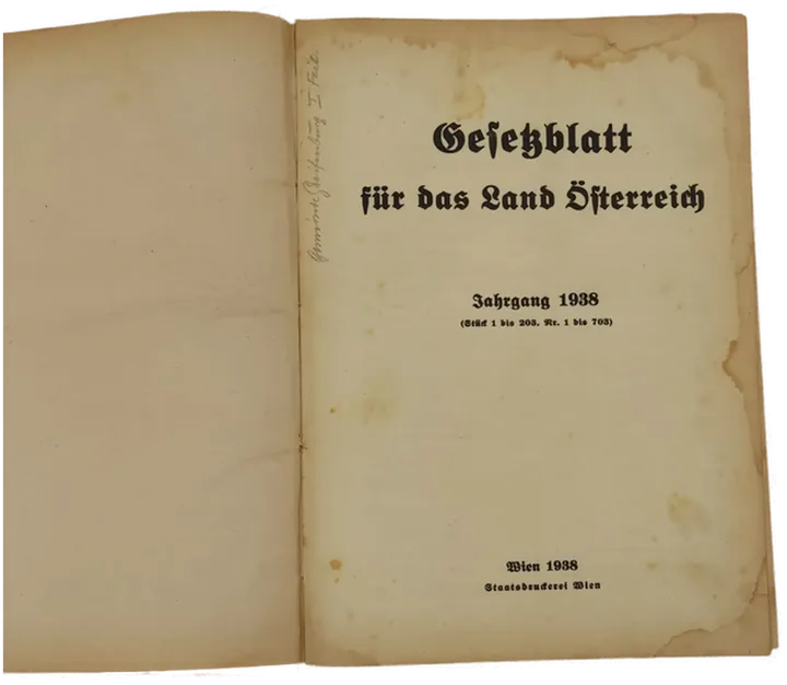 Bundesgesetzblatt Land Österreich Band I (1938) - Bild 2