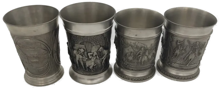 Zinnbecher Set mit Relief, 4 Stück, ca. 9–10 cm - Bild 7