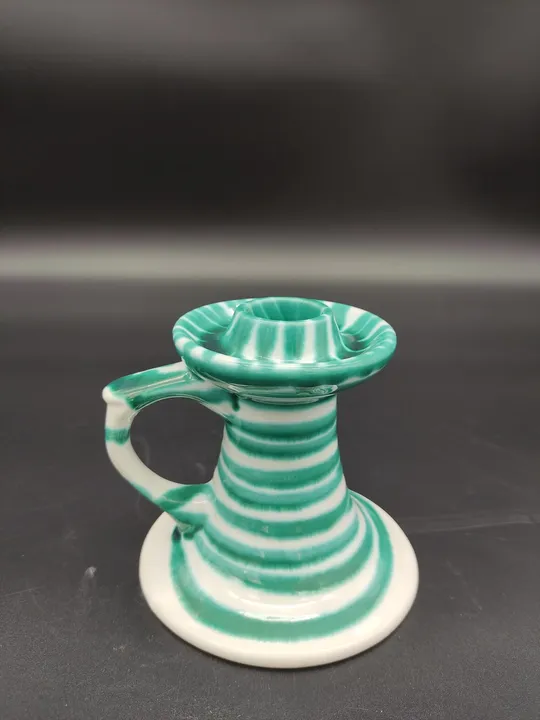 Gmunder Keramik Kerzenständer grüngeflammt Höhe 9cm - Bild 1