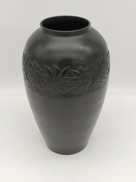 Schwarze Vintage Vase aus Ton  - Bild 1