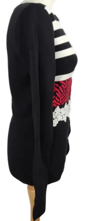 Madeleine Damen Strickjacke schwarz mit weiß/rotem Muster - 34 - Bild 2