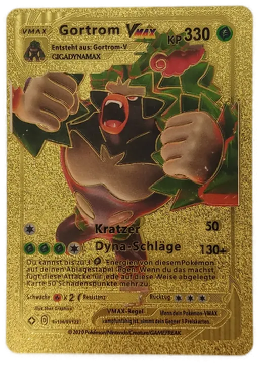  Pokémon Sammelkarte Goldfolie  Gortrom Vmax - Bild 1