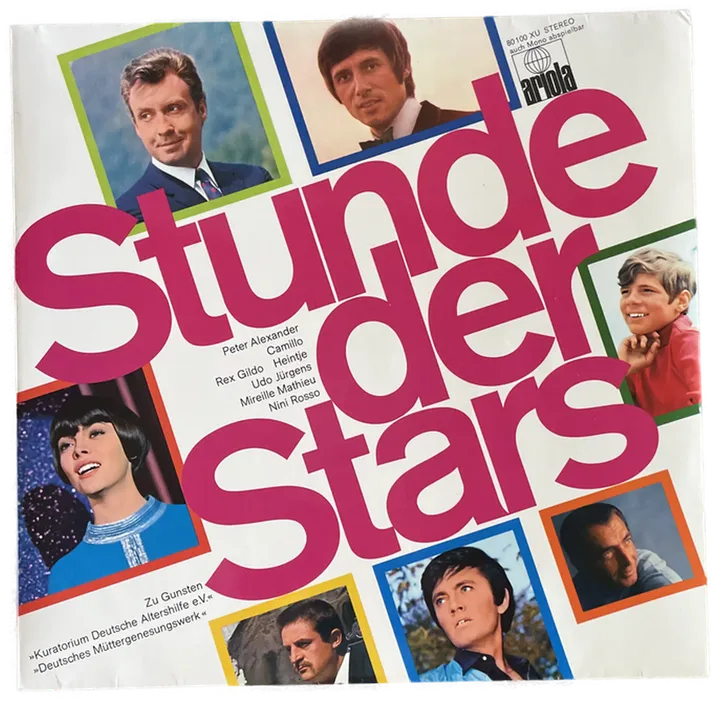 LP Schallplatte - Stunde der Stars - Peter Alexander, Camillo, Rex Gildo, Heintje, Udo Jürgens, Mireille Mathieu, Nini Rosso - Bild 1