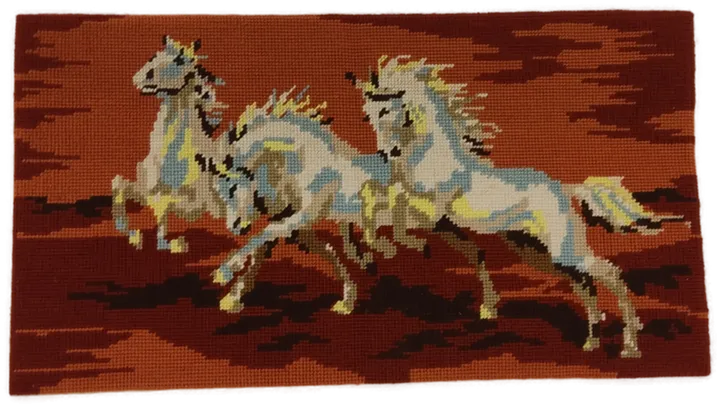 Pferde Stickbild 59x37cm VINTAGE - Bild 4