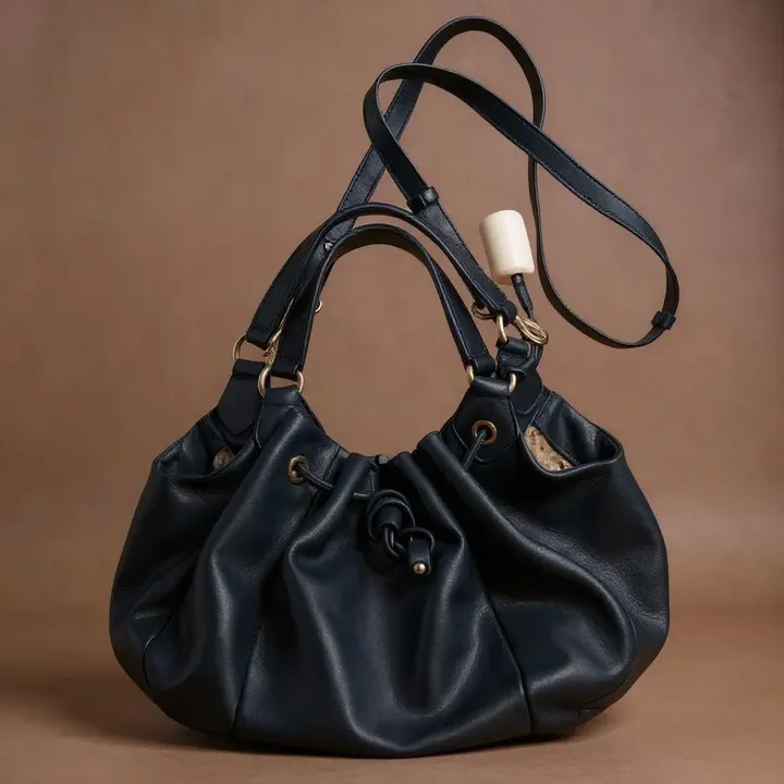 Furla Beutel / Ledertasche in blau mit Umhängeriemen - Bild 6