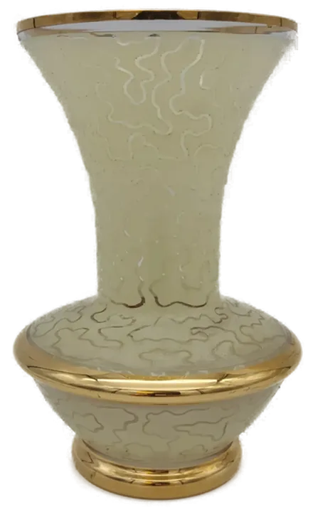 Vintage Glas Vase beige mit Goldrändern - Bild 1