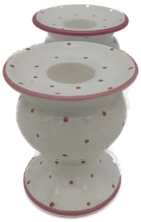 Gmundner Keramik Kerzenhalter Set (2 Stück) rosa Tupfen - Bild 4