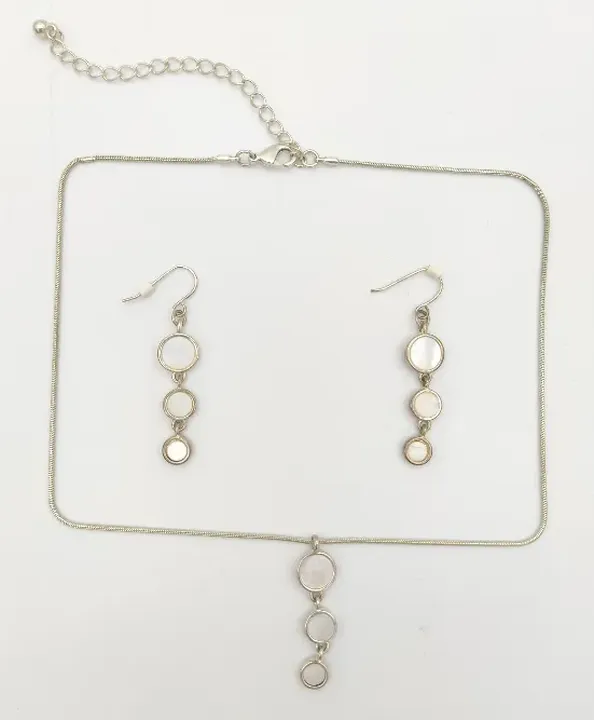 Halskette/Ohranhänger-Set Silber/Perlmutt - Bild 1