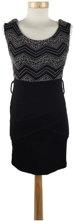 Ärmelloses Damen Minikleid, Schwarz mit gemustertem Oberteil (ohne Gürtel), Gr. S - Bild 1