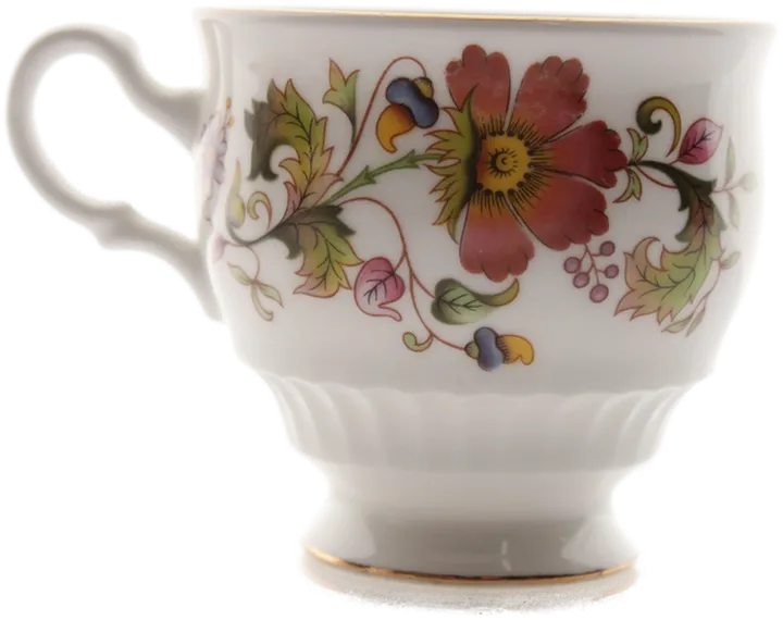 Royal Kent Bone China Tassen & Untertassen – Blumenmotiv mit Goldrand, 6-teilig - Bild 2