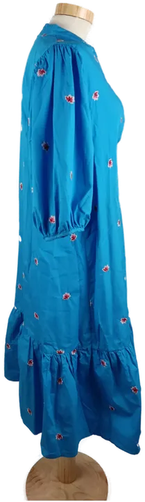 Blaues Damen Midi Kleid mit 3/4 Arm und Blumenmuster, Gr. M - Bild 3