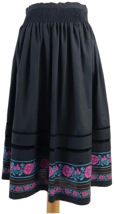 Schwarzer Damenleinenrock mit Trachten-Blumenmotiv - 36 - Bild 3