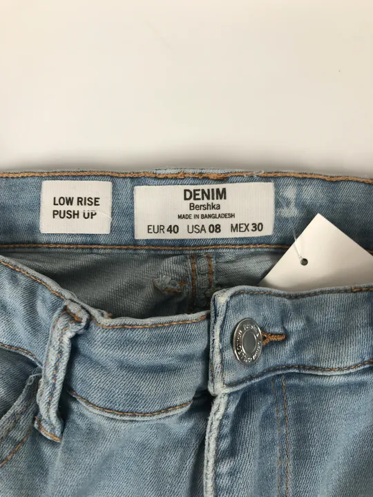 Bershka Denim Low Rise Push Up Damen Used Look Jeans Gr. 40, W28/L27 - Bild 3