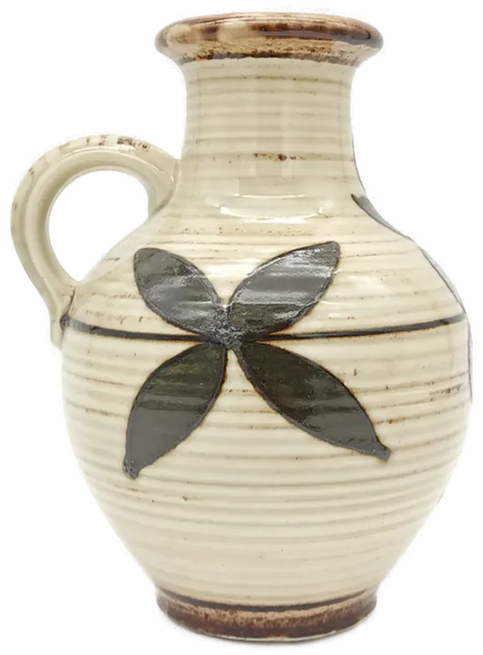 Keramik Krug/ Vase mit Blumenmotiv braun  - Bild 1