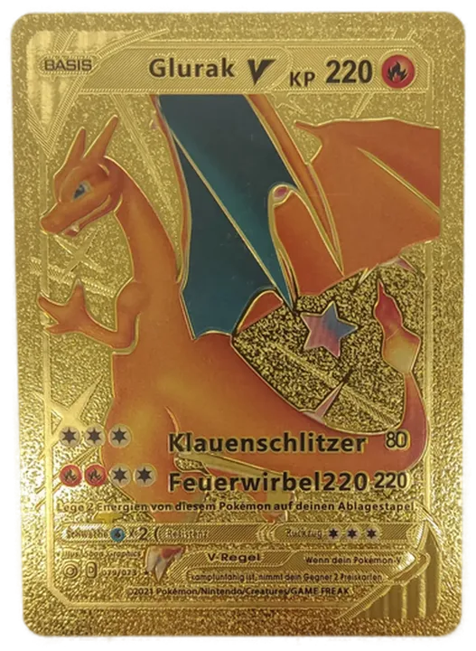  Pokémon Sammelkarte Goldfolie Glurak BASIS - Bild 1