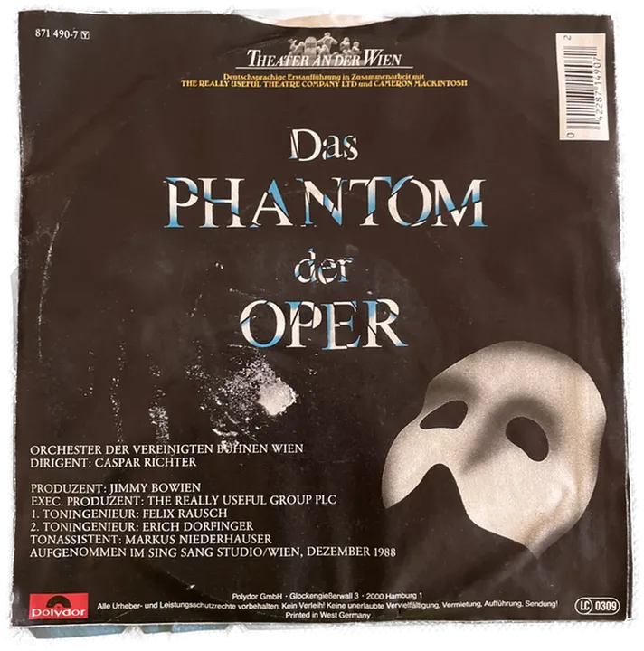Singles Schallplatte - Das Phantom der Oper - Deutsche Originalaufnahme - Bild 2