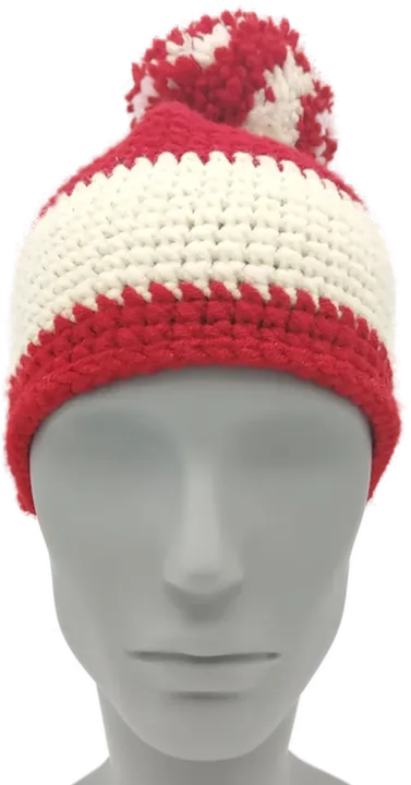 Wollmütze rot/weiß  - Bild 1