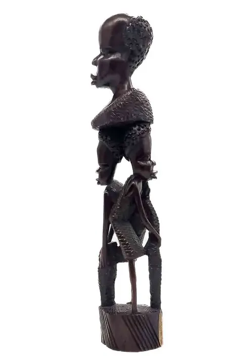 Afrikanische Ebenholzskulptur mit 3 Figuren, Höhe 30,5cm - Bild 1