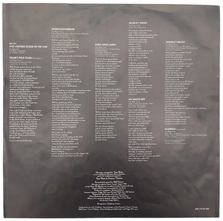 Vinyl LP - Tom Waits - Swordfishtrombones  - Bild 4