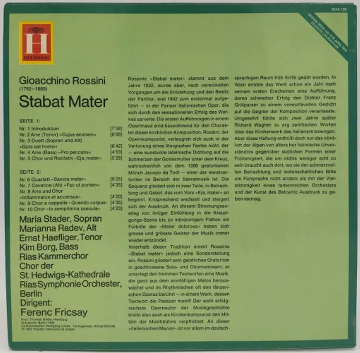 Vinyl LP - Gioacchino Rossini - Stabat Mater - Bild 2