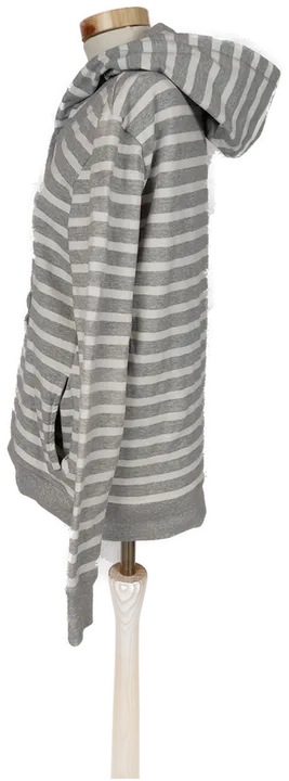 Damen Pullover mit Kapuze Grau Gestreift - M/38 - Bild 2