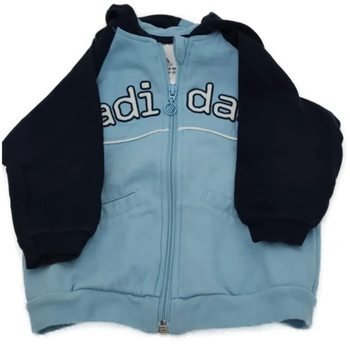 Adidas Kinder Sweater Jacke hellblau/dunkelblau Gr. 80 - Bild 1