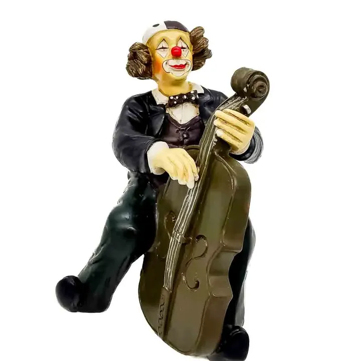 Vintage Holzfigur Clown mit Kontrabass - Bild 2