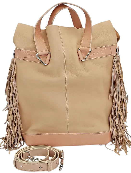 Max V. Koenig Damen Handtasche mit Fransen, creme - mittel - Bild 1